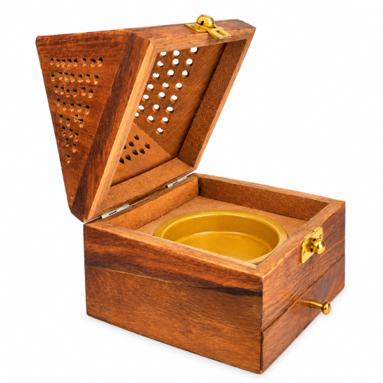 Handmade Wooden Dhoop Stick, Loban Sambrani Cup, Incense Cones Box Holder (Pyramid shaped) (₹240)